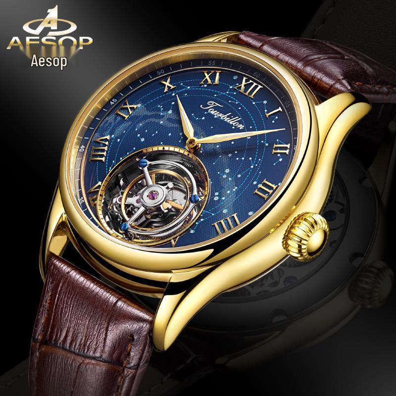 2024 Men's Fully Automatic Swiss Tourbillon Skeleton Watch - Fashionable Leather Strap, Waterproof Design