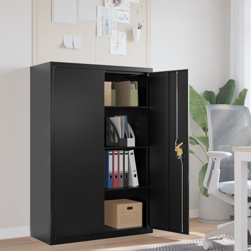 Filing Cabinet Black 90 x 40 x 140 cm Steel