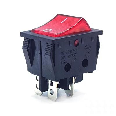 30A 250V KCD4 Rocker Switch with Light Red Lighted 4 Pin DPST 120V Rocker Toggle Switch ON Off Heavy Duty T125 (2 Piece)