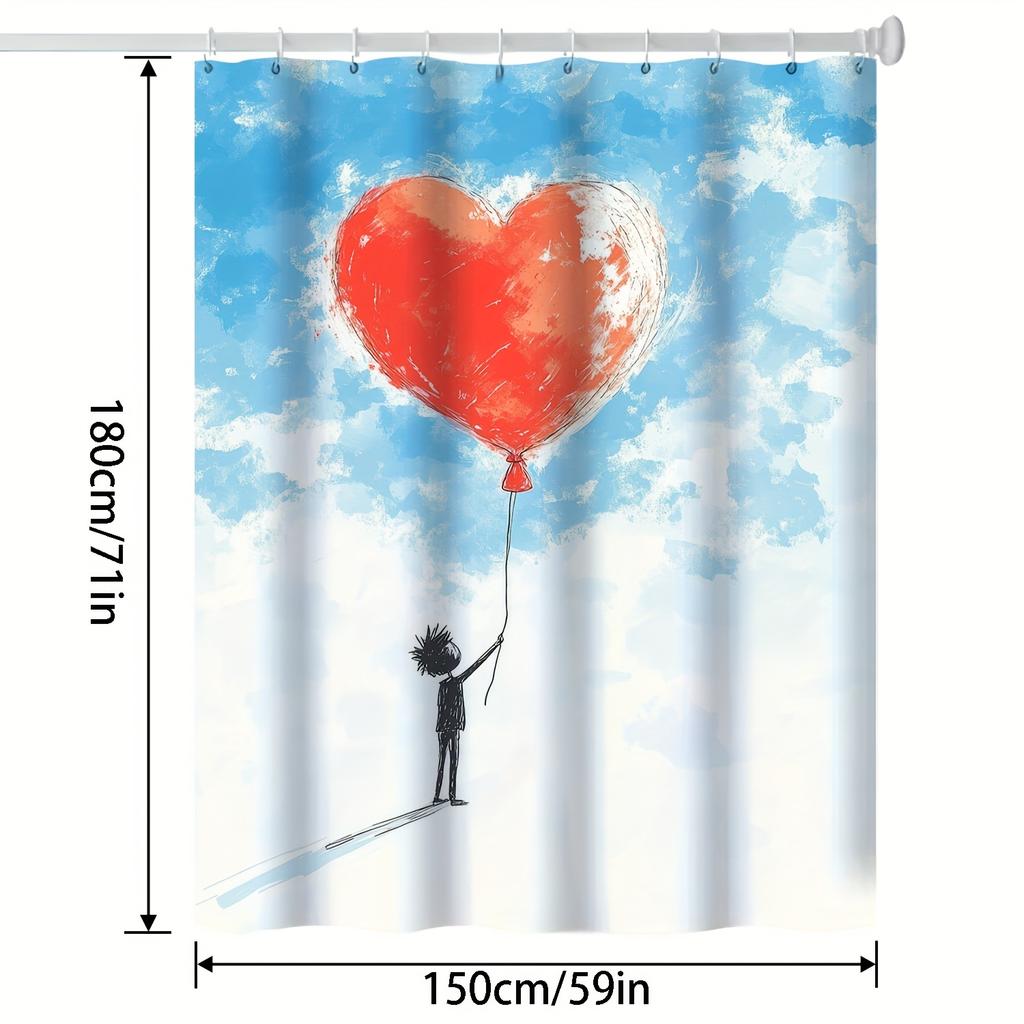 1Pc Aesthetic Trend Digital Artwork Impressive Pattern Bathroom Decoration Digital Printed Shower Curtain