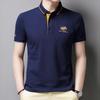 Men's Non-Iron Embroidered Short-Sleeve Polo Shirt - Casual Business Attire for Middle-Aged to Young Adults