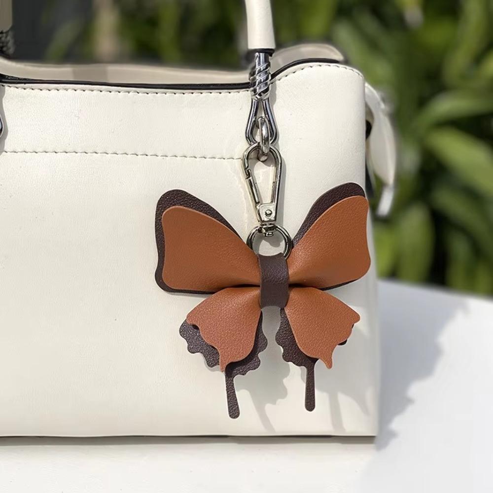 Retro Colorful Butterfly Pendant Keychains Leather Exquisit Backpack Decoration Accessories Personalized Bag Pendant