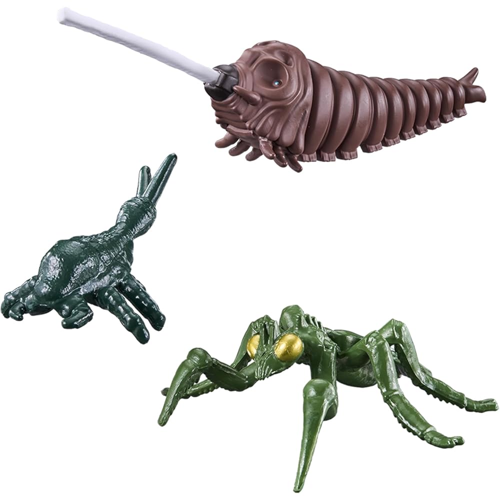 Bandai Godzilla Burst Mosura 1992 Larva & Kamacuras 2004 & Shockirus Action Figures Set