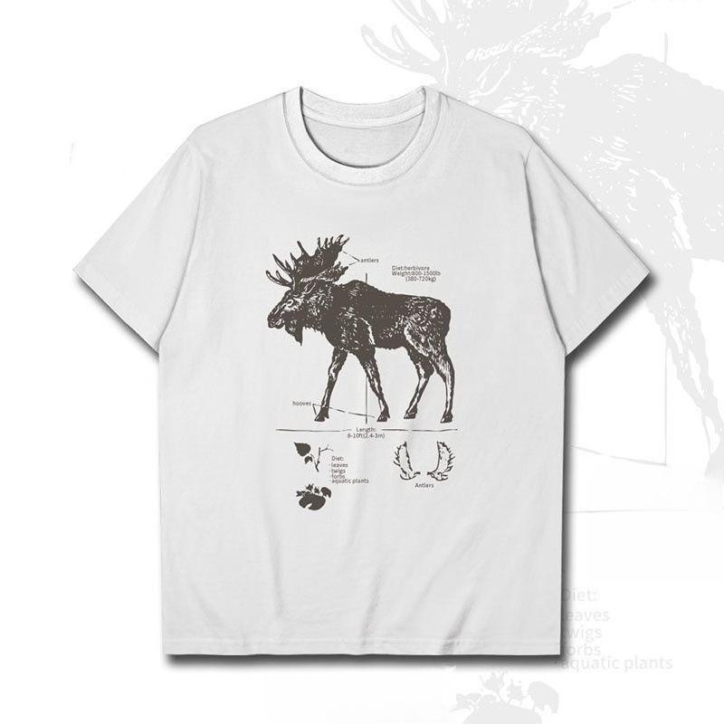 

2025 Autumn and Winter Natural Fashion Cotton T-shirt Giant Deer Animal Pattern Print Men s and Women s Plus Size Couple T-shirt 4XL