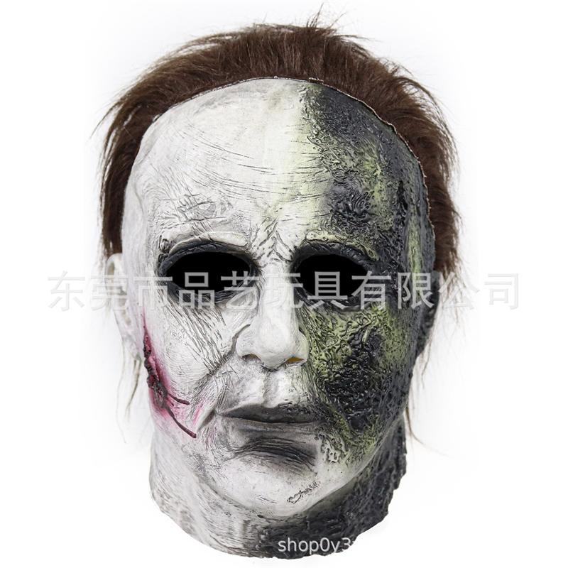 Latex Full Head Horror Mask Moonlit Pale Slasher Realistic Gore Effect For Halloween Party Haunted House Cosplay For Adults