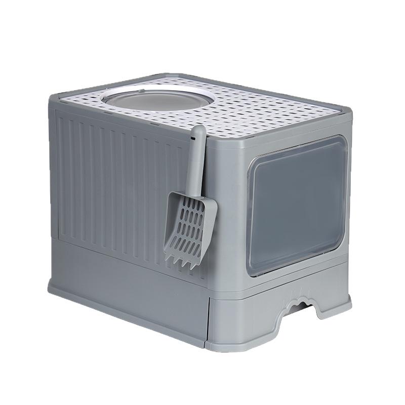 Enclosed Litter Box with Deodorizing, Anti-Splash Folding Drawer Design