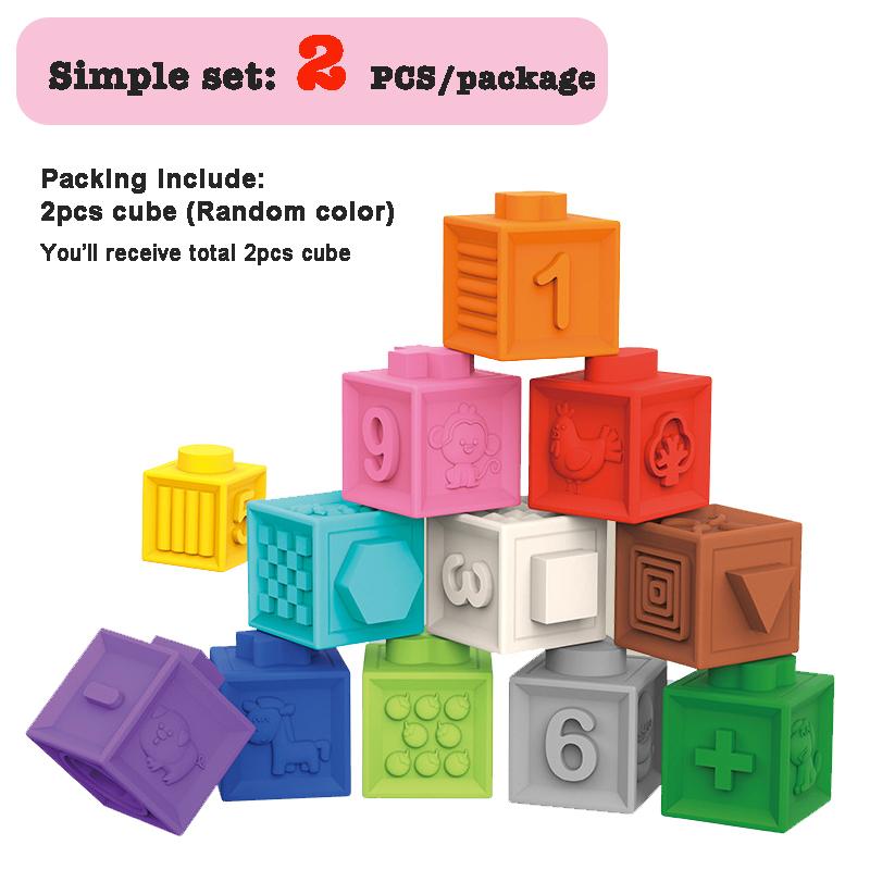 

Baby Soft Rubber Cube Puzzle Montessori Toddlers Touch Early Education Squeeze Stacker Relief Gifts Kids Children Bath Toys