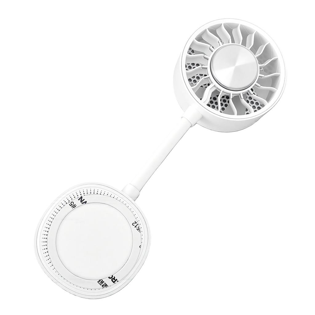 Magnetic Phone Clip Fan Portable USB Rechargeable Handheld Personal Fan with Cooling Pad Adjustable Gooseneck White