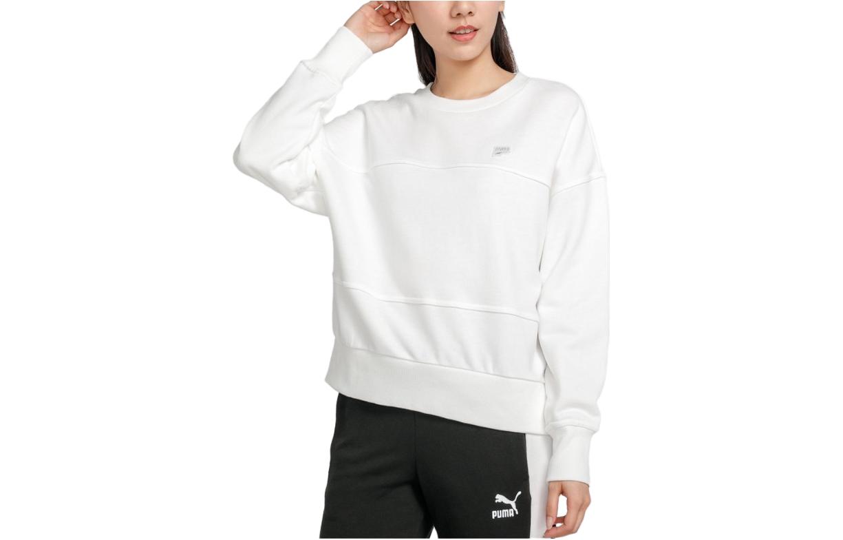 PUMA Sweatshirts Women s White Crew Neck Moderate Regular 531435-02 M