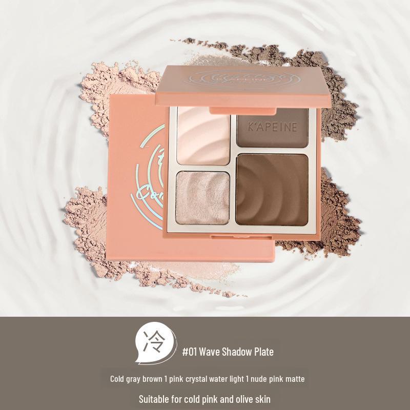 Four-Color Contour & Highlight Palette: Pearlescent Matte, Brightening Glitter, Natural 3D Finish.