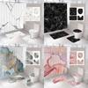 Art Marble Pattern Golden Waterproof Shower Curtain Set Toilet Cover Mat Non Slip Bath Rugs Home Bathroom Carpet Christmas Decor