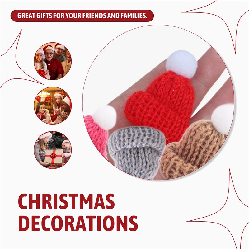 A96I-110PCS Mini Knitting Hats Mini Wool Hat For Christmas Ornaments DIY Art And Craft