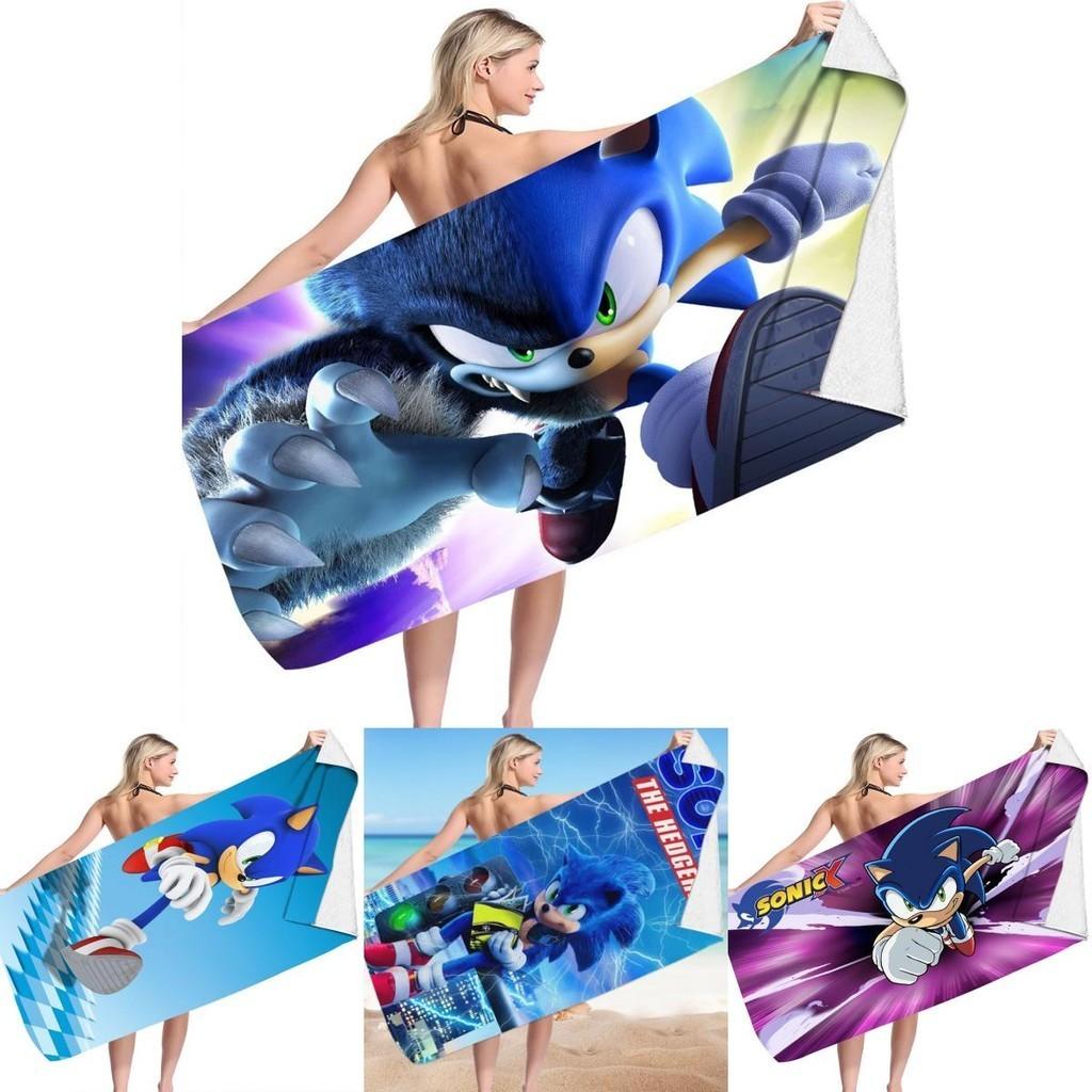 Sonic Beach Towel Microfiber Bath Towel For Kids And Adults Soft And Cozy With Eye-catching Design