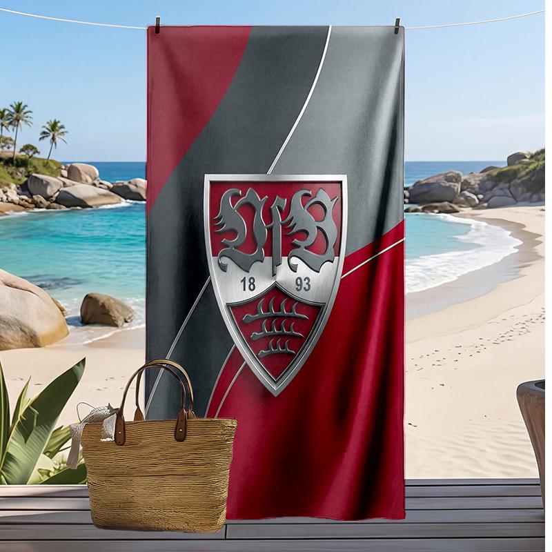 VfB Stuttgart Fußball Druck Strandtuch, Großes Weiches Schnelltrocknendes Handtuch für Strand Camping Schwimmen