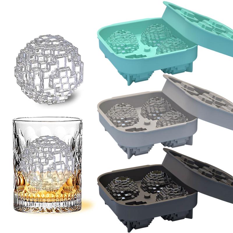 Ice Ball Molds For Whiskey - Set Of 4 Round Ice Sphere Maker, Make Large Iced Cube Trays With Cover, Silicone Ices Tray