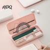 Slim Design Stationery Storage 2Pcs Simple Pencil Case for Students Plastic Holder Easy to Clean Desk Accessory with Multiple Compartments,