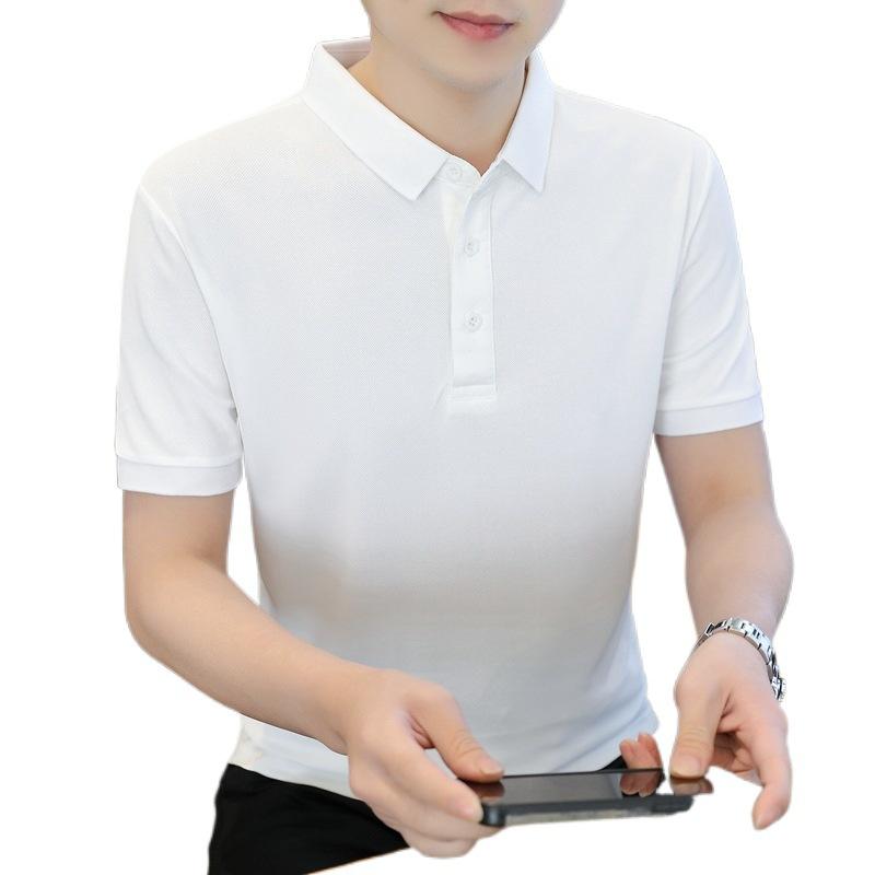 Ice Silk Short Sleeve Men'S T-Shirt Polo Shirt New Casual Shirt Men'S Group Lapel T-Shirt Workwear