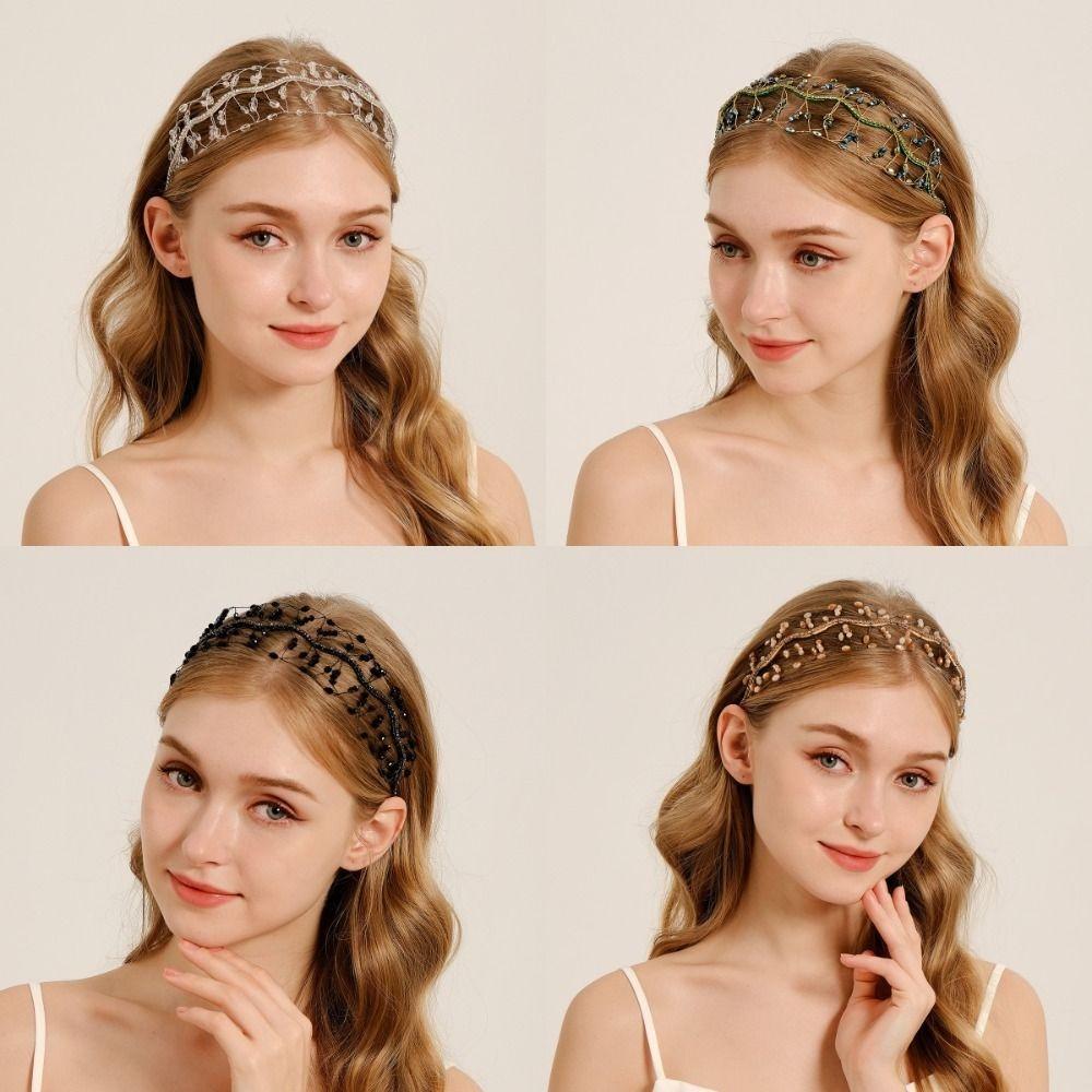 Handmade Sparkling Rhinestone Tiara Elegant Headbands Bride Hair Bands  Women