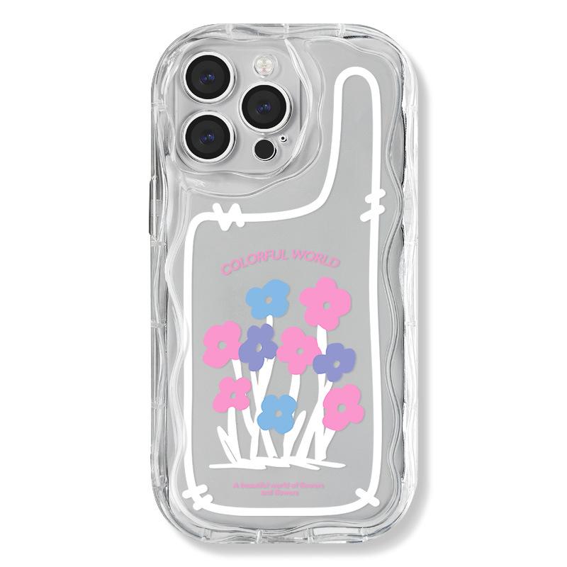 Zhitai Cream Pattern Clear Case for iPhone 12/14/15/16 Pro Max XS/XR