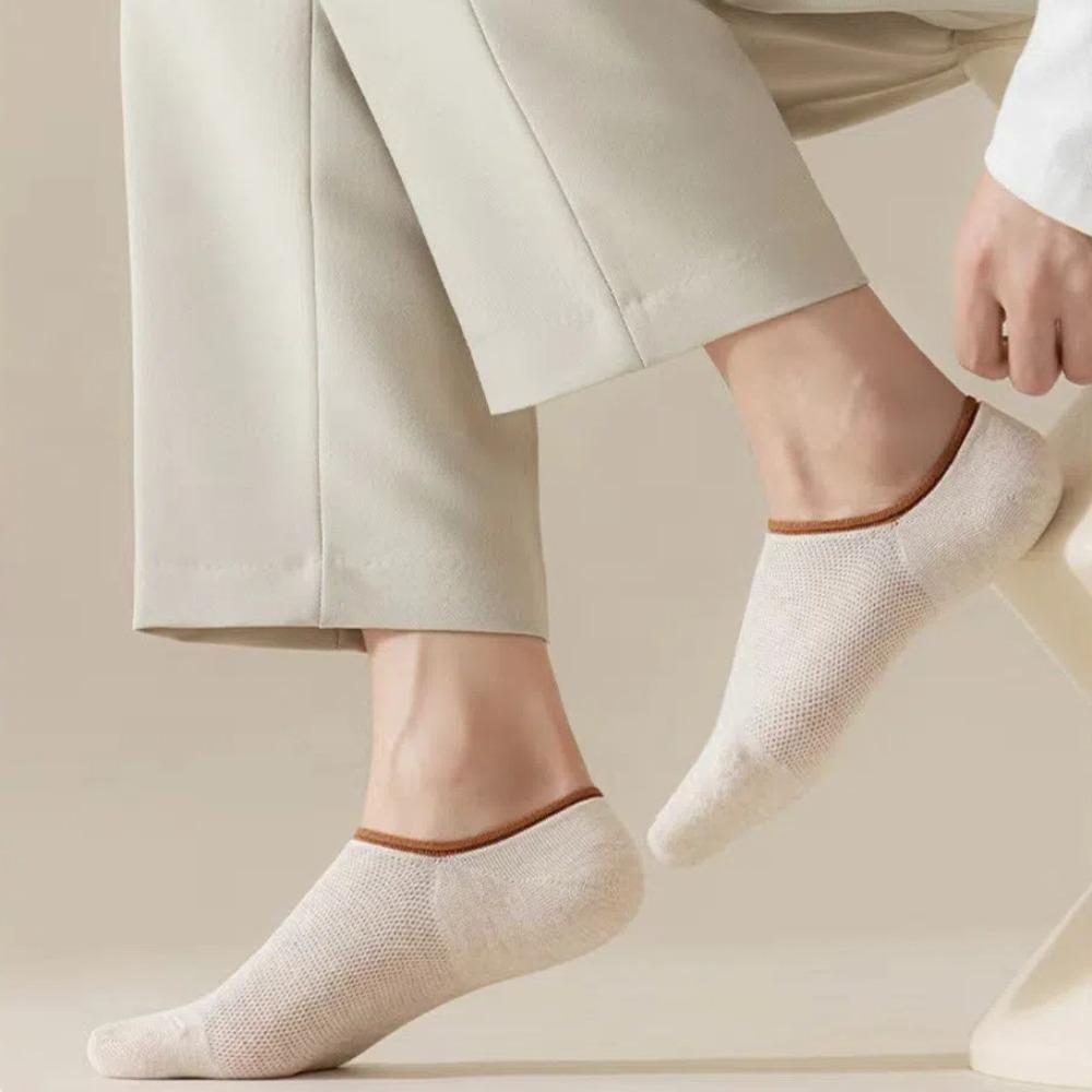 Comfortable Silicone Non-slip Men's Socks Anti Odor Thin Low Cut Socks Breathable Mesh No-show Sock Men