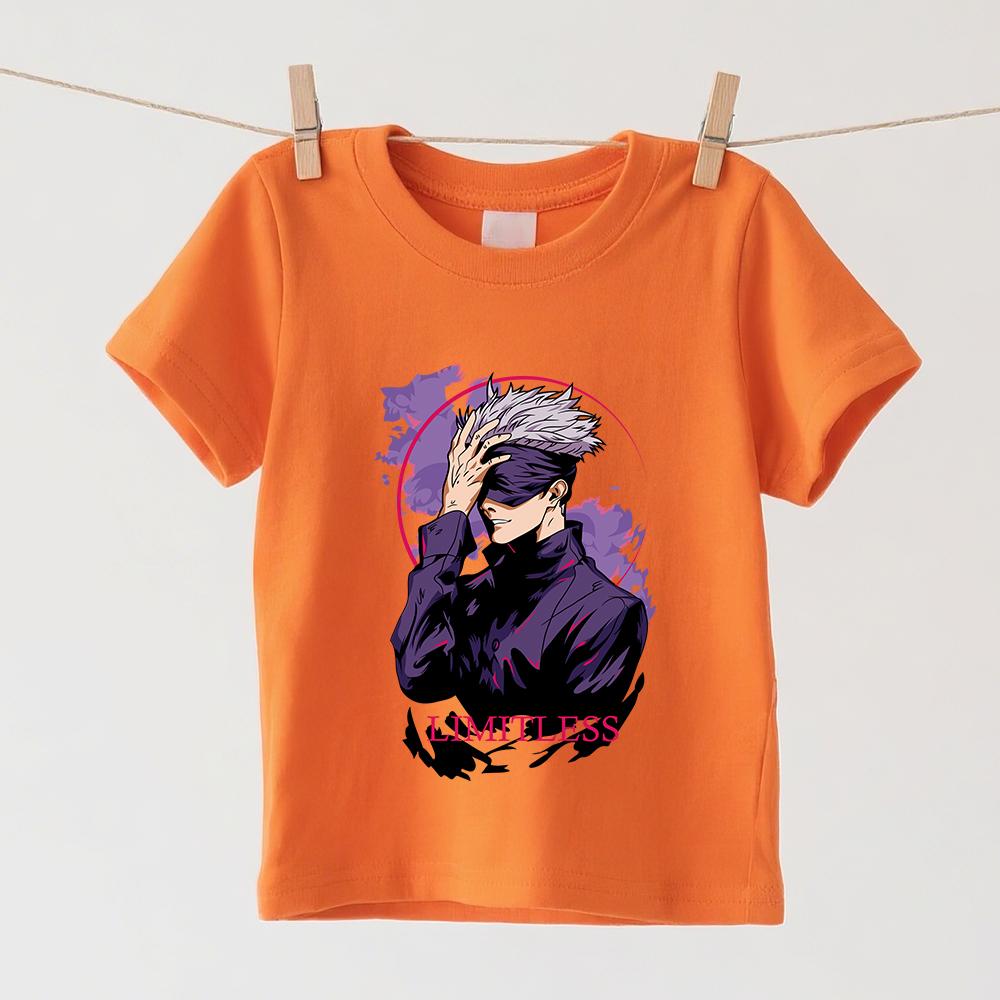 Jujutsu Kaisen Satoru Gojo Anime Print T Shirts for Boys Girls Cotton Soft Casual Tee Kids Short Sleeve Summer Top
