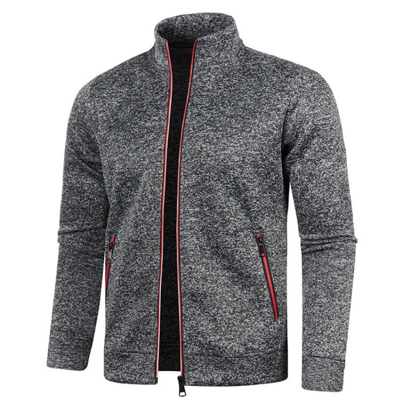 New Autumn and Winter Men's Zipper Sweater Sleeves Thin Velvet Top Sweater Jacket