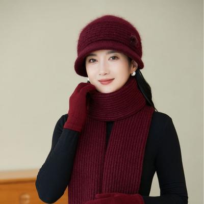 Herrenhut Damen Oma Warmer Gestrickter Wollhut Mutterhut Winter Alte Dame Kältehut Schal