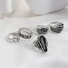 1 Set Gothic Skull Rings Set for Women Men Antique Silver Metal Skeleton Skull Belt Buckle Finger Ring Punk Jewelry