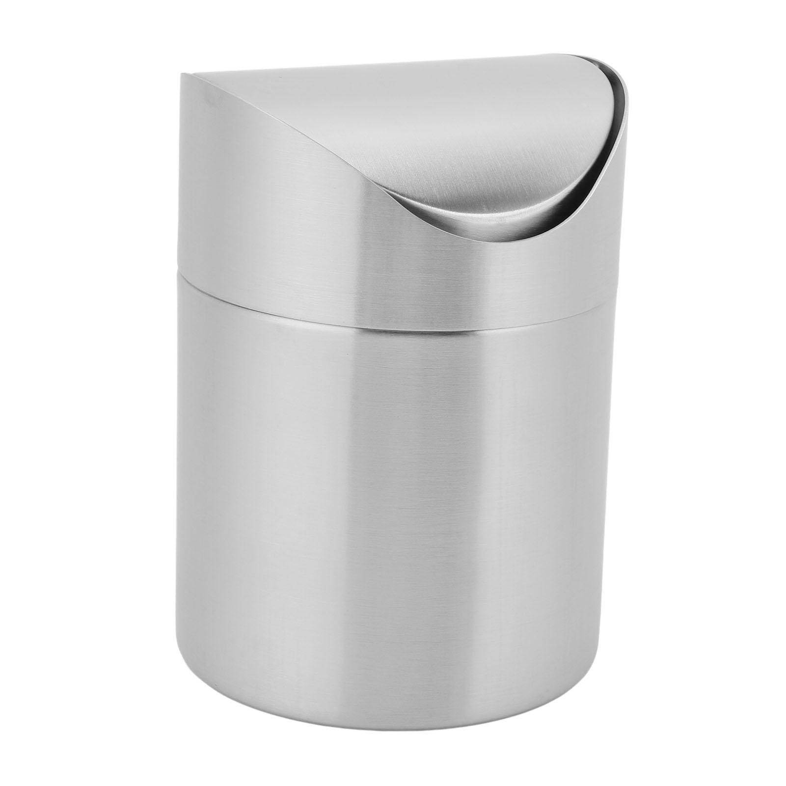

Мини настольное мусорное ведро с откидной крышкой Маленькое настольное крошечное мусорное ведро для автомобиля офиса 304 нержавеющая сталь серебристый