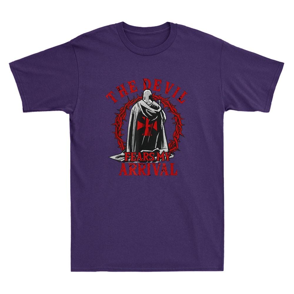 The Devil Fears My Arrival Templar Knight Christian Crusader Retro Unisexs Tshirt