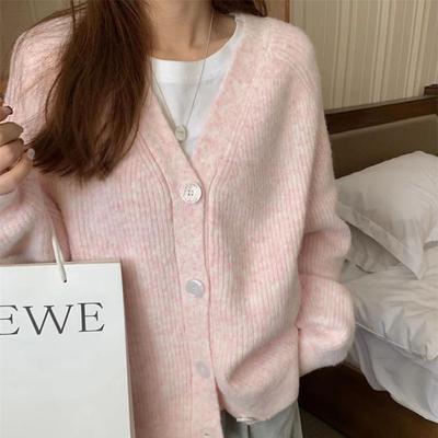 Taozhi Girl Soft Waxy V-neck Single-breasted Sweater Jacket Women's Gentle Temperament Early Autumn Knitted Cardigan Shawl