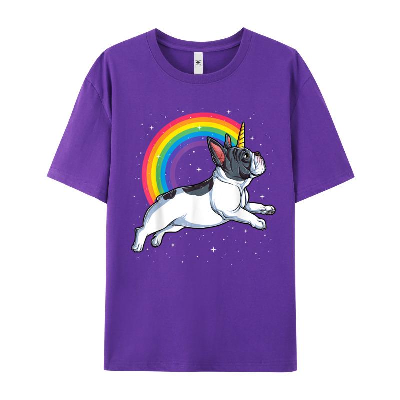 Retro Adult Tshirt French Bulldog Unicorn Shirt Girls Funny Tops Tees Christmas 100 Cotton Oneck Tshirts Short Sleeve