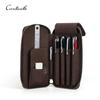CONTACTS Vollnarbenleder Federmäppchen Handgefertigt Vintage Reißverschluss Stifthalter Tasche mit Kartenfach Stifte Organizer Fächer Schreibwarentasche