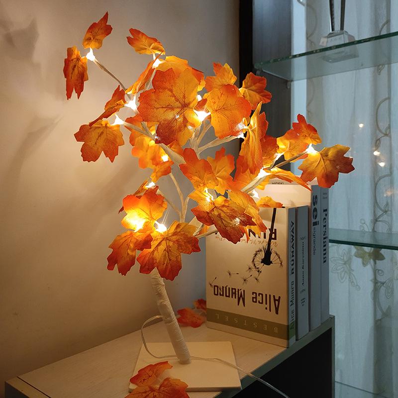 LED Maple Leaf Tree Lamp with Voice Remote - Creative USB Night Light for Room Decor & Gifts