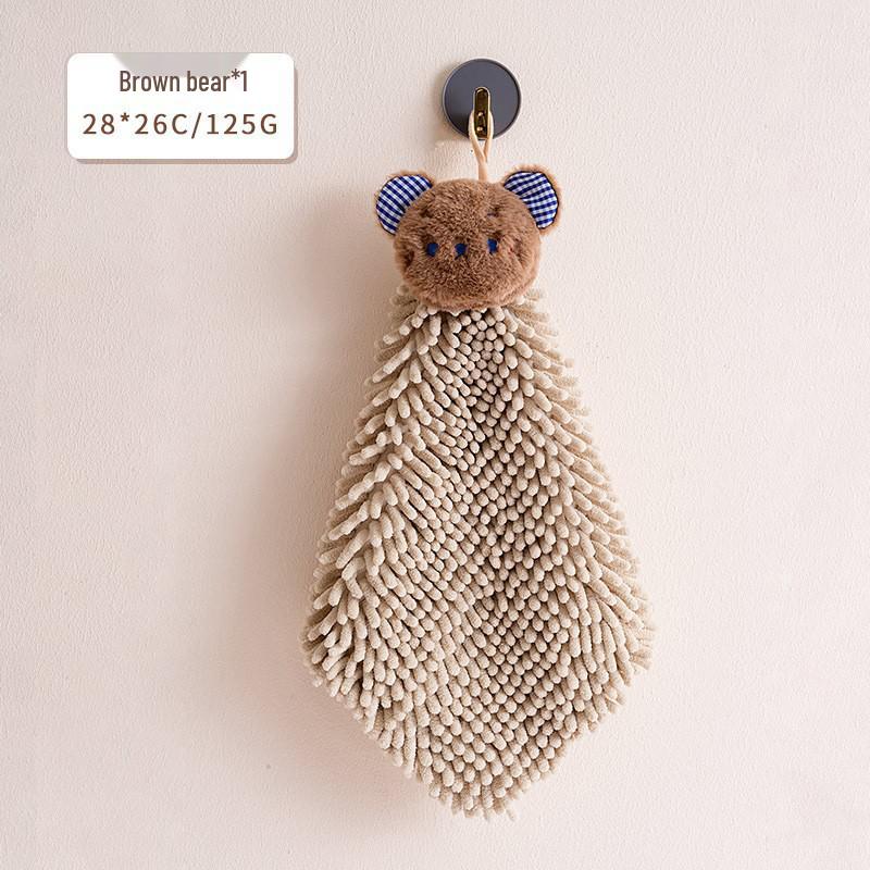 Cartoon Quick-Dry Chenille Towel for Kitchen & Bath, Wall-Mounted & Water-Absorbing