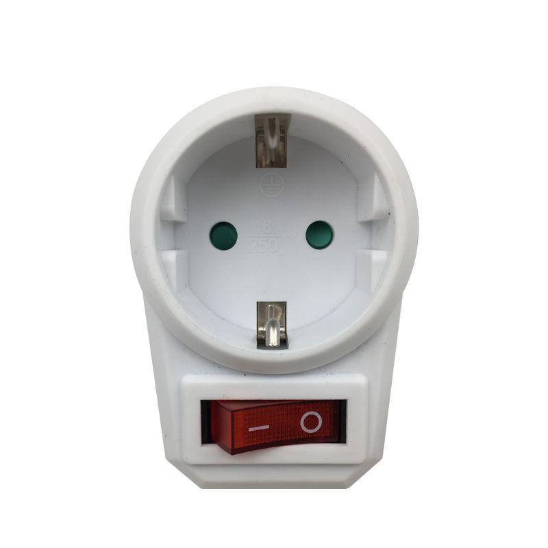 

European Conversion Plug 1 to 1 Way Power Adapter Adaptor with Switch EU Travel Socket Wall Socket&250V&EU білий
