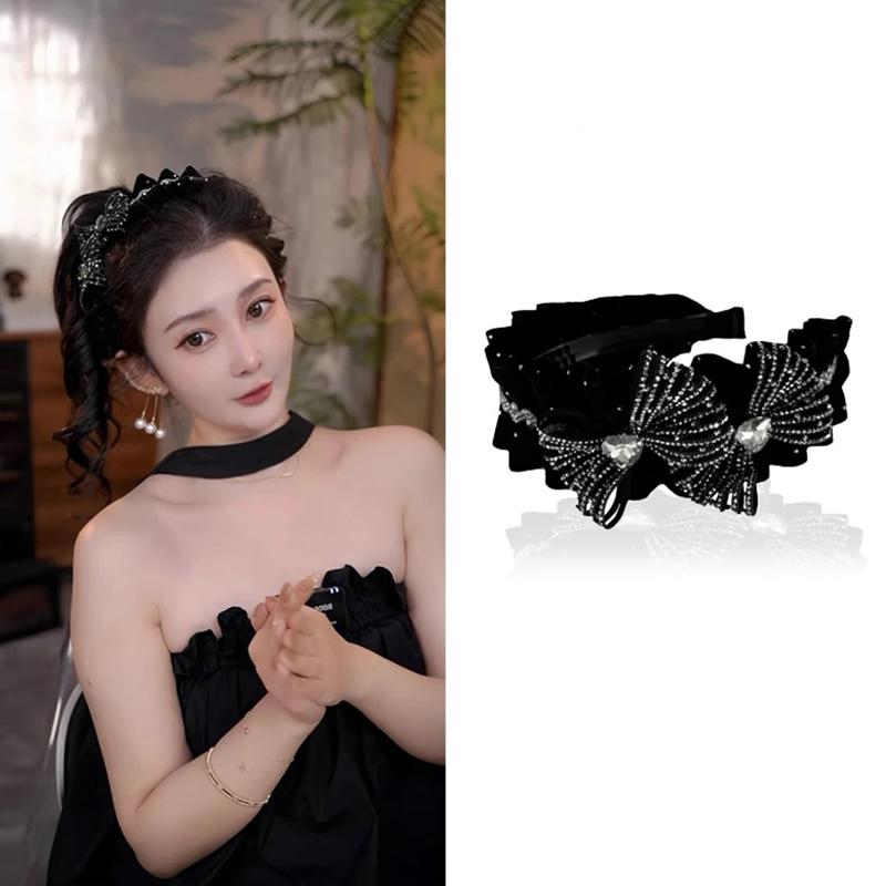 Bandeaux Papillon en Tissu Plissé Pour Femmes Bandeau Tempérament Élégant Français Accessoires Cheveux