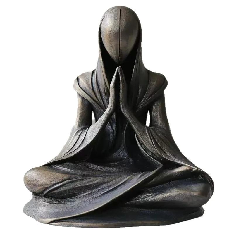 Desktop Decoration Meditation Alien Statue Resin Handmade Sculpture Yoga Meditation Home Meditation Decoration Unique Gift