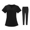 2 stk/sett Unisex sykehusuniformsett V-hals kortermede lommer Topper Elastiske midjebuksesett Hurtigtørkende sykehus tannpleie scrubs uniformer