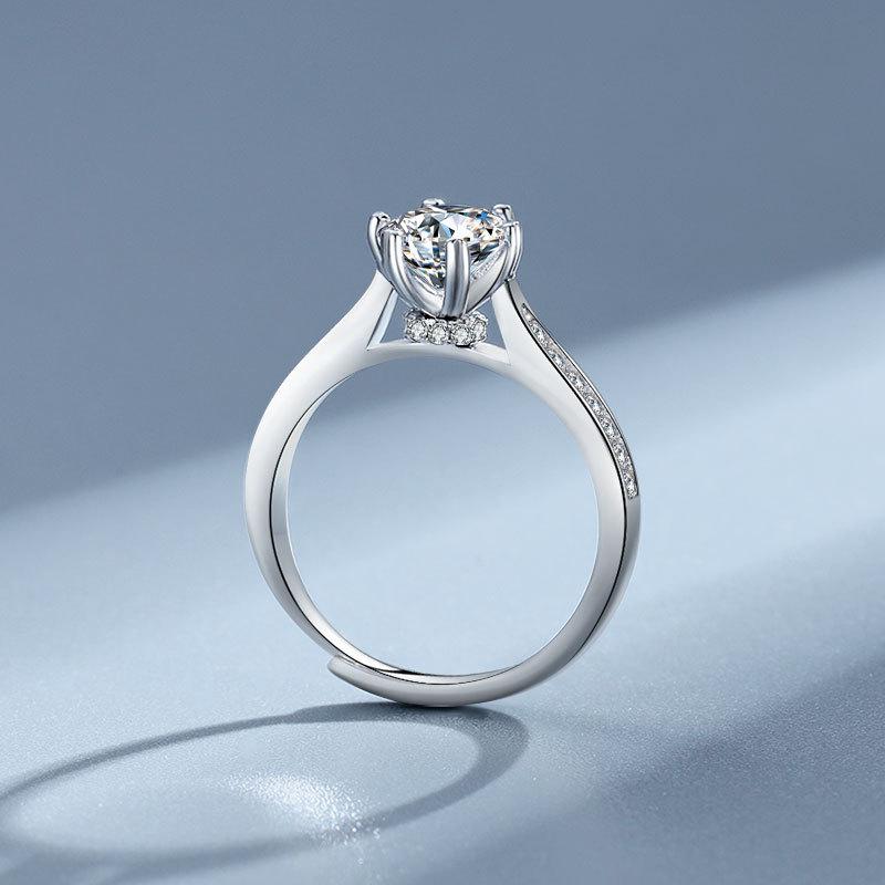Bague pour femme en argent sterling S925 transfrontalière avec moissanite et diamant simulé