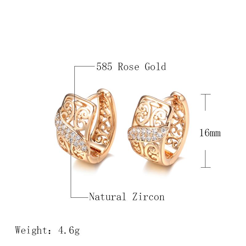Luxury Natural Zircon Stud Earrings Beautiful Hollow Flowers Wedding Earrings For Women Rose Gold Ethnic Bride Jewelry