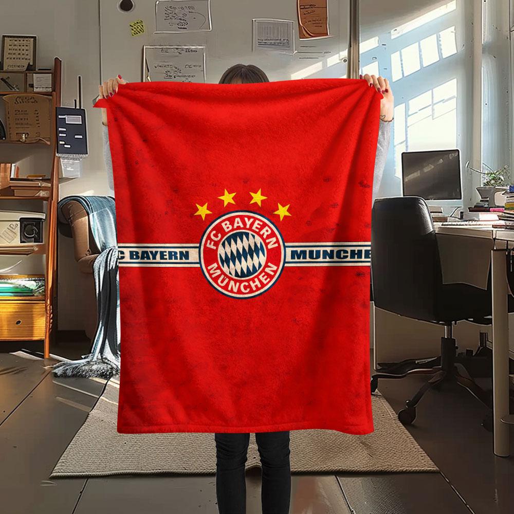 1PC FC Bayern Munich Patterned Flannel Blanket Suitable For All Seasons for Home Decor Warmth and Comfort Gifts Holiday Present