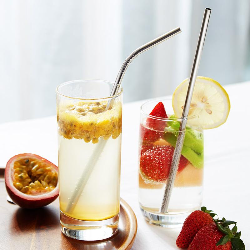Colorful Reusable Metal Straw High Quality Stainless Steel Straws Set with Cleaner Brush Bar Party Drinking Cocktails Accessory