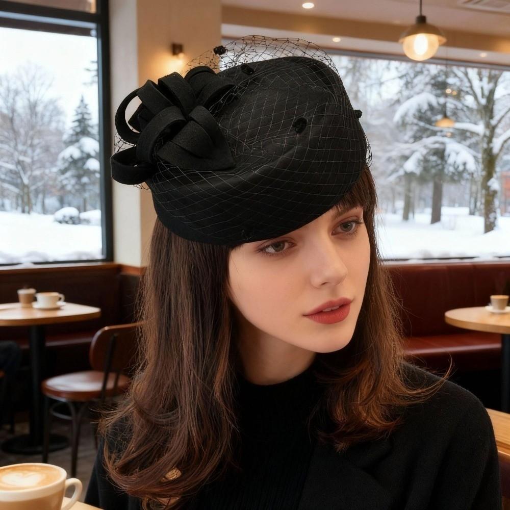 Solid Color Top Hat French Vintage Pillbox Hat New Headwear  Gift