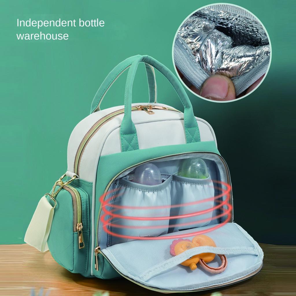 Oxford Mummy Tote Bag Multifunctional Backpack Baby Diaper Shoulder Bags Outdoor Baby Insulated Bottle Handbag Women'S Portable Stroller Backpack