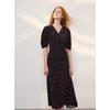 French Retro Floral Puff Sleeve V-Neck Maxi Dress