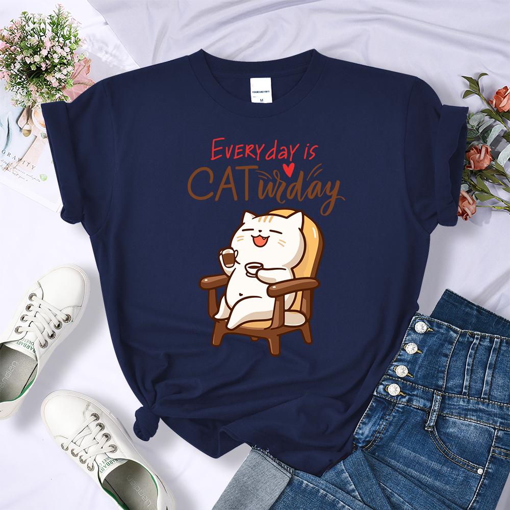 

Каждый день это кошка Widay Coffee Happy Cats 3D принты футболки женские летние футболки Y2K хип-хоп топы с круглым вырезом мягкие повседневные короткие рукава летние 6XL