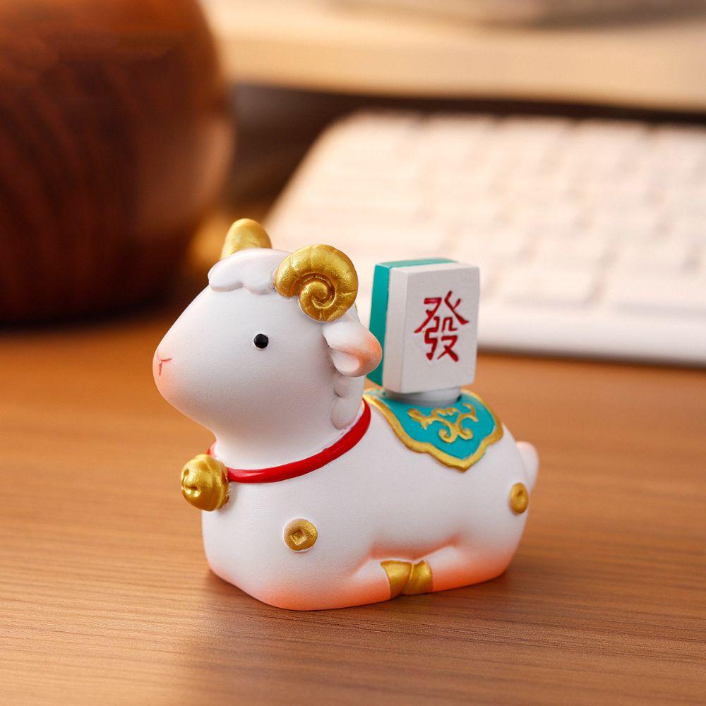 Lovely Zodiac Sheep Mascot Cute Creative Desk Ornament Party Favor Zodiac Sheep Figurine Tabletop