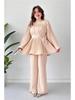 Nuovo Set Moda Donna 2024: Top Pieghettato con Lacci e Pantaloni a Gamba Larga
