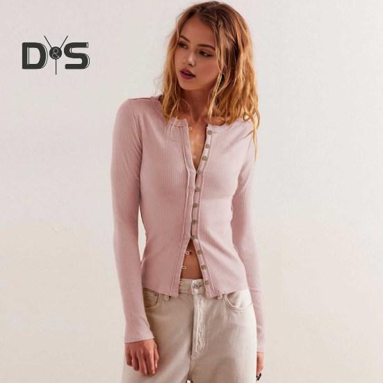 Женские трикотажные топы с круглым вырезом и длинным рукавом — фото 3